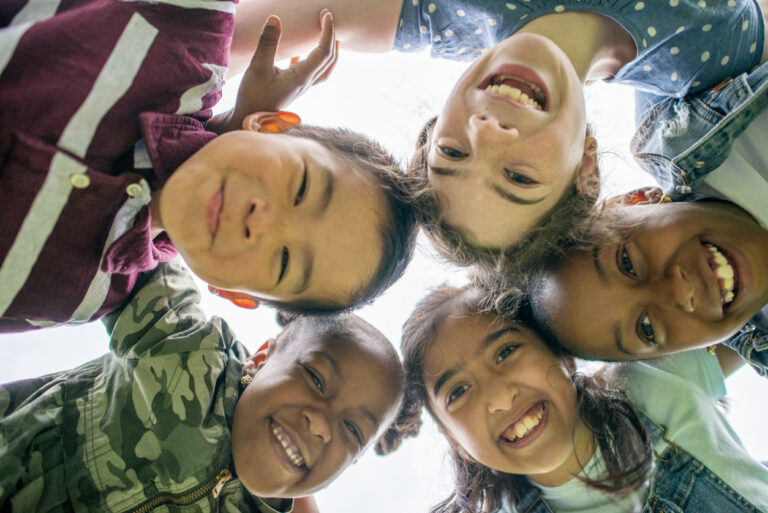 Multi-Ethnic Group of Children Outside stock photo