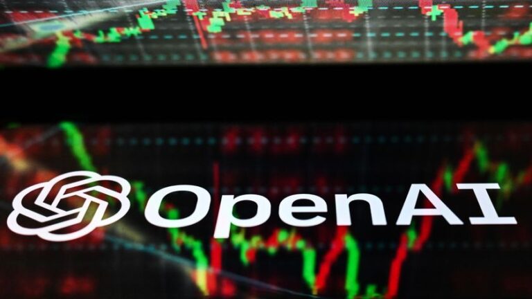 In this photo illustration, an OpenAI logo seen displayed on